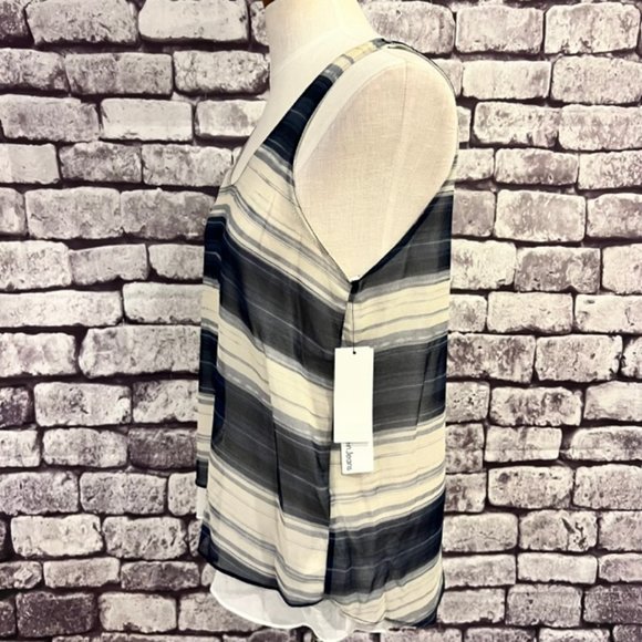 Calvin Klein Jeans NWT Navy & White Sleeveless Blouse Size M - Picture 4 of 8